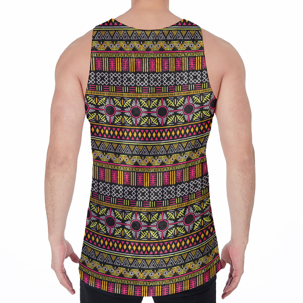 Vintage Ethnic Pattern Print Men's Velvet Tank Top