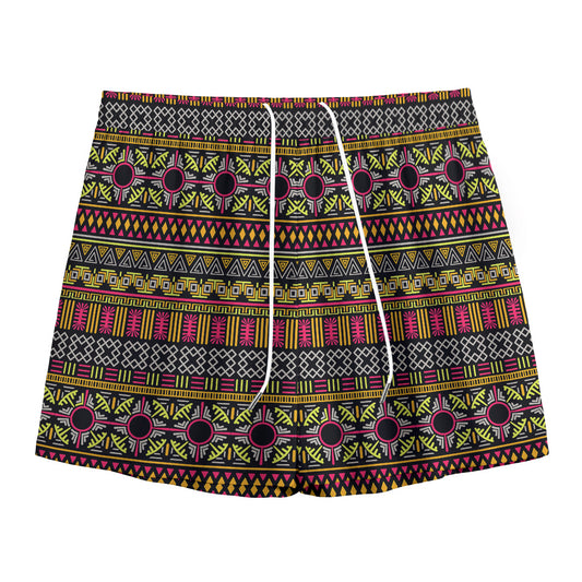 Vintage Ethnic Pattern Print Mesh Shorts