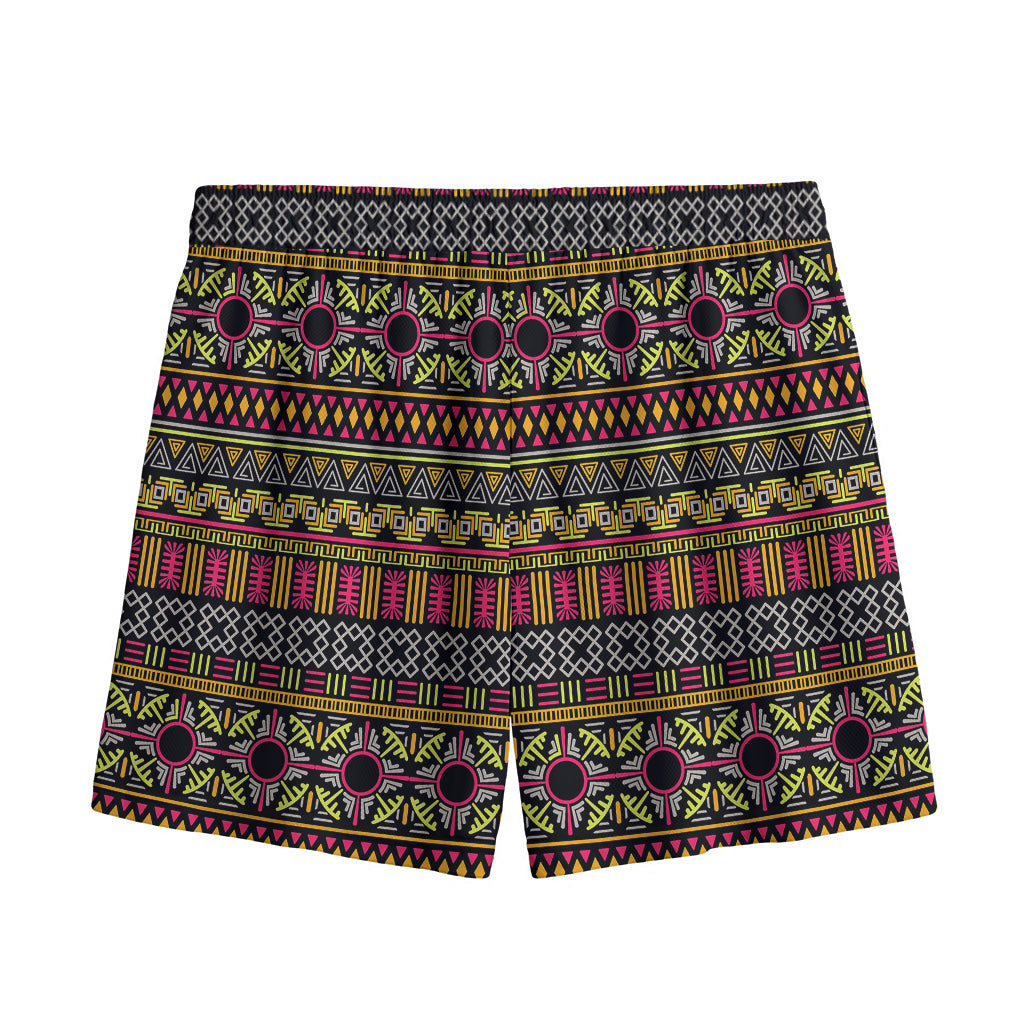 Vintage Ethnic Pattern Print Mesh Shorts