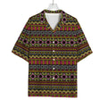 Vintage Ethnic Pattern Print Rayon Hawaiian Shirt