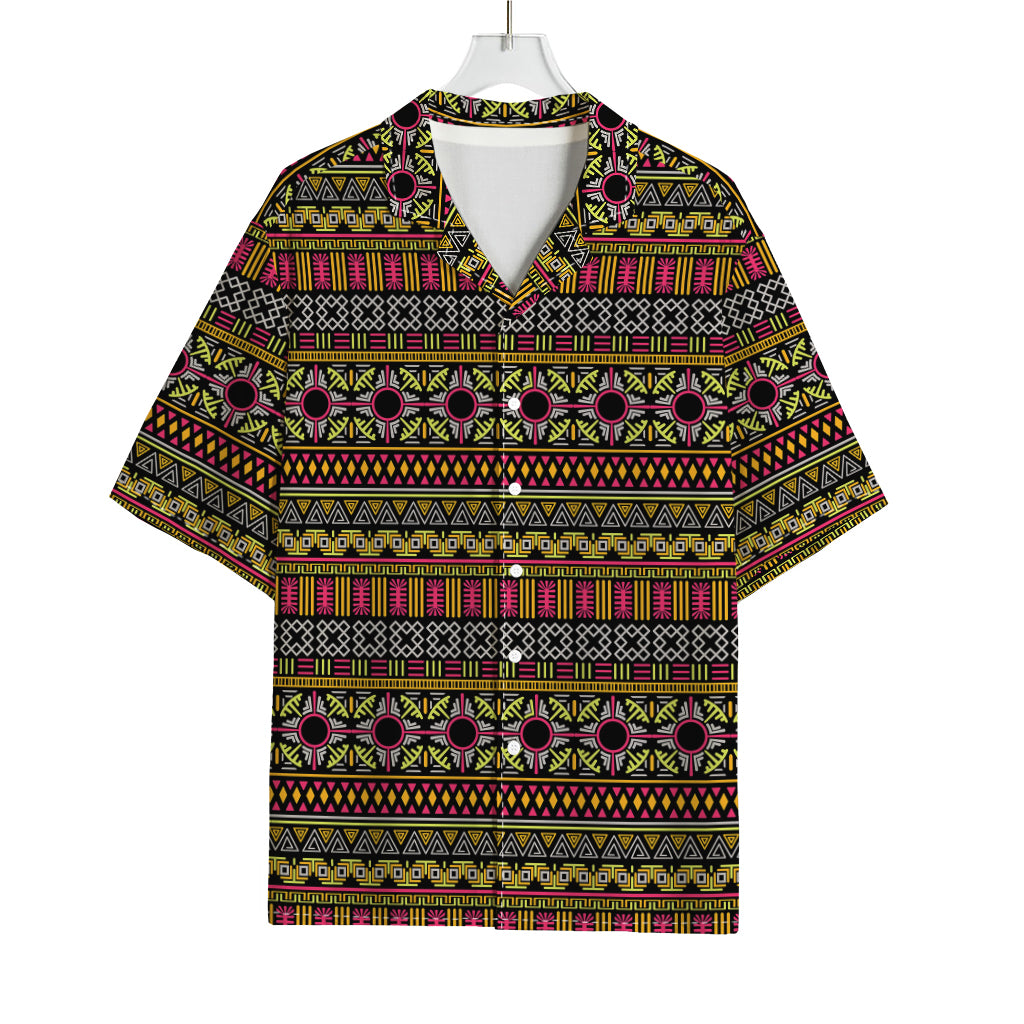 Vintage Ethnic Pattern Print Rayon Hawaiian Shirt