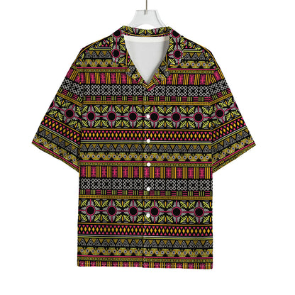 Vintage Ethnic Pattern Print Rayon Hawaiian Shirt