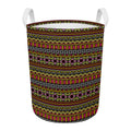 Vintage Ethnic Pattern Print Round Laundry Basket