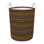 Vintage Ethnic Pattern Print Round Laundry Basket