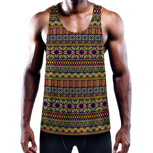 Vintage Ethnic Pattern Print Training Tank Top
