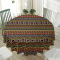 Vintage Ethnic Pattern Print Waterproof Round Tablecloth