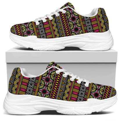 Vintage Ethnic Pattern Print White Chunky Shoes