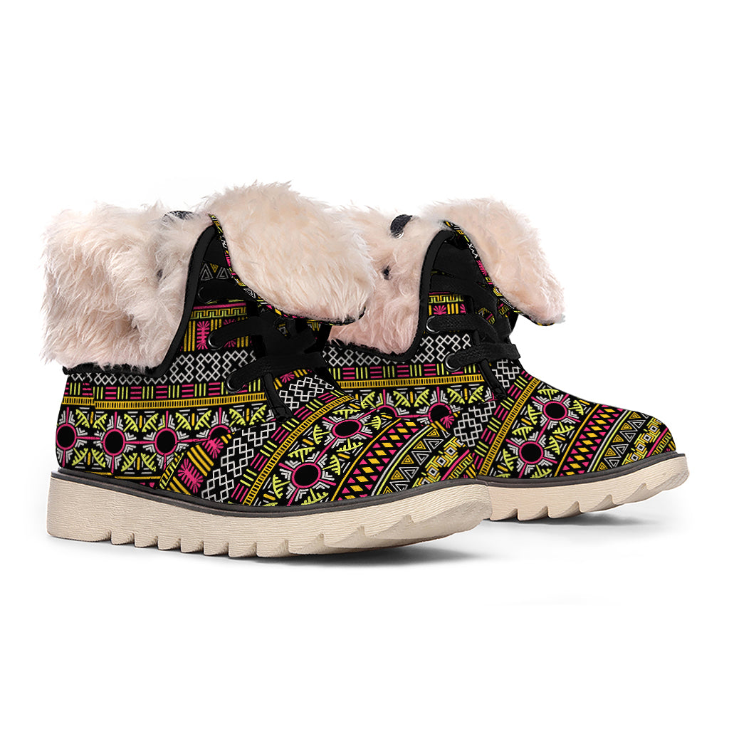Vintage Ethnic Pattern Print Winter Boots