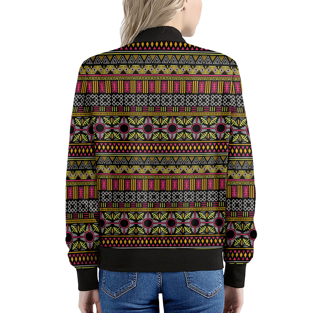 Vintage Ethnic Pattern Print Women's Bomber Jacket
