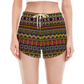 Vintage Ethnic Pattern Print Women's Split Running Shorts