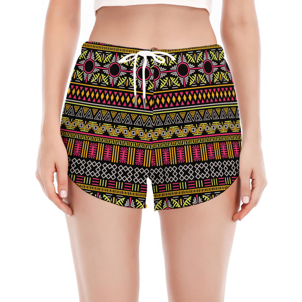 Vintage Ethnic Pattern Print Women's Split Running Shorts