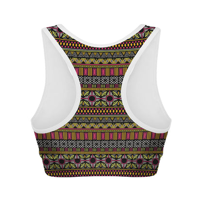 Vintage Ethnic Pattern Print Women's Sports Bra
