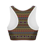 Vintage Ethnic Pattern Print Women's Sports Bra