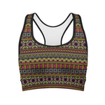Vintage Ethnic Pattern Print Women's Sports Bra