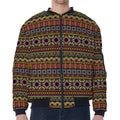 Vintage Ethnic Pattern Print Zip Sleeve Bomber Jacket
