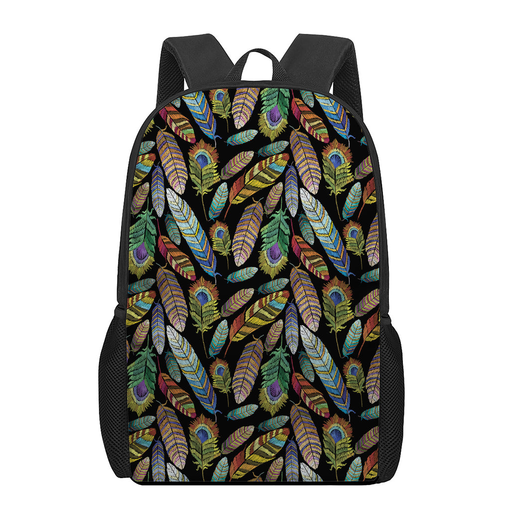 Vintage Feather Pattern Print 17 Inch Backpack