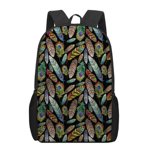 Vintage Feather Pattern Print 17 Inch Backpack