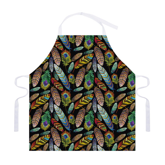 Vintage Feather Pattern Print Adjustable Apron