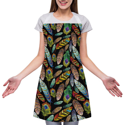 Vintage Feather Pattern Print Adjustable Apron