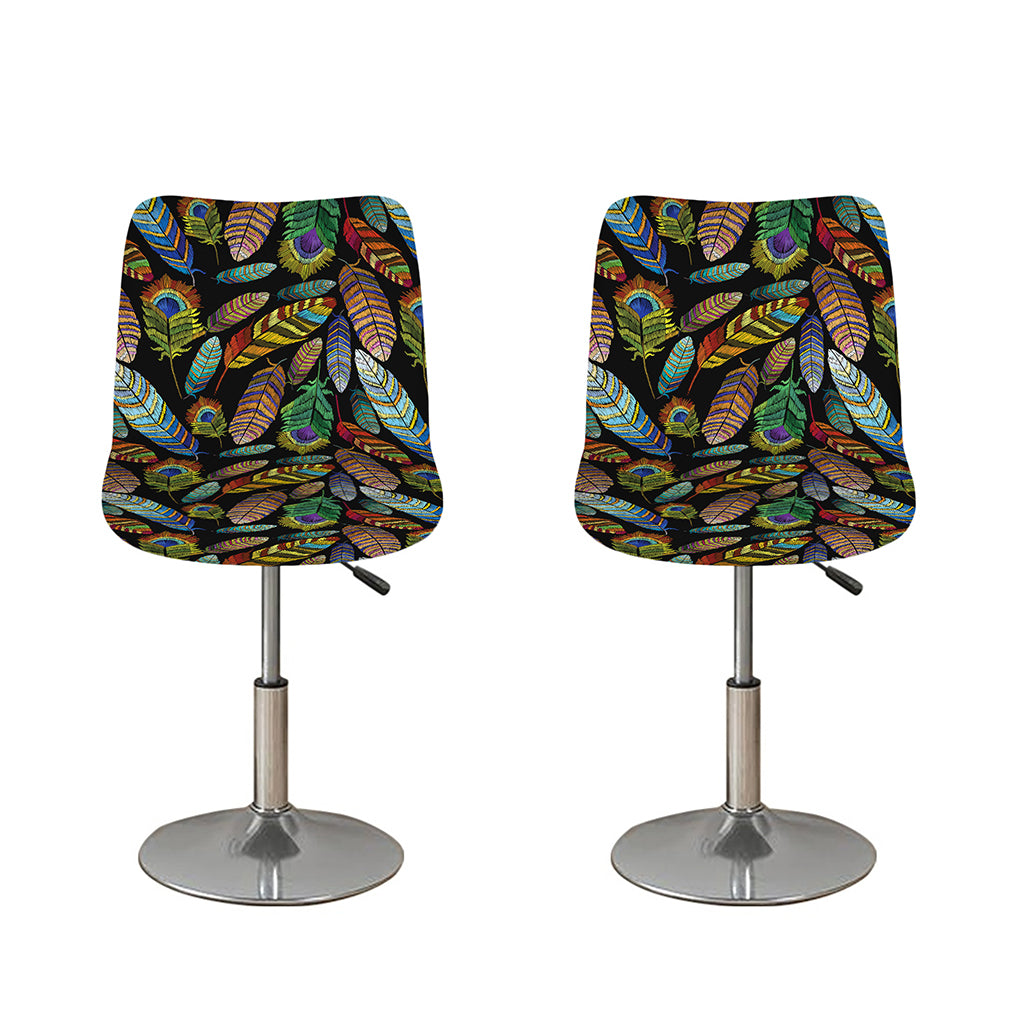 Vintage Feather Pattern Print Bar Stool Covers