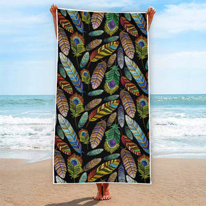 Vintage Feather Pattern Print Beach Towel