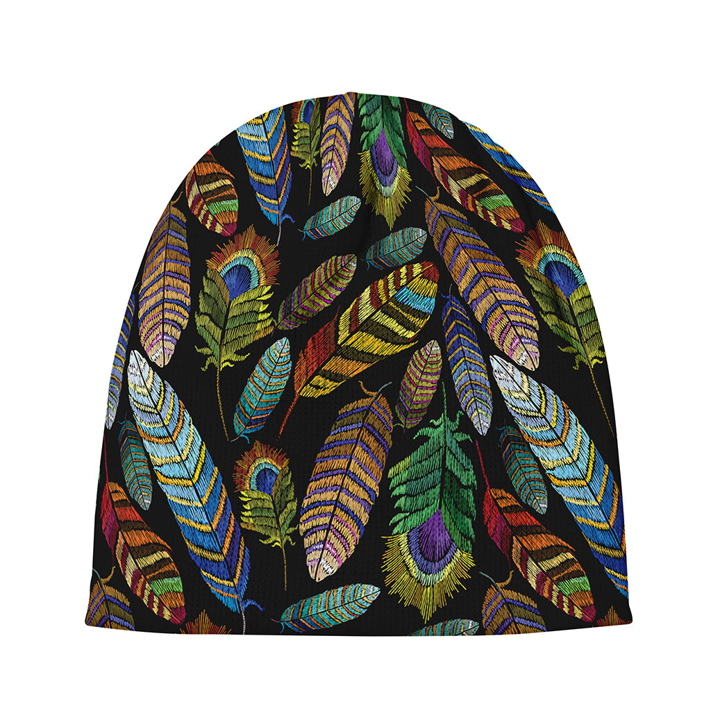 Vintage Feather Pattern Print Beanie