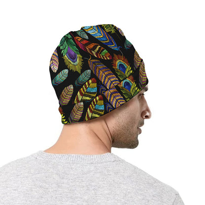 Vintage Feather Pattern Print Beanie