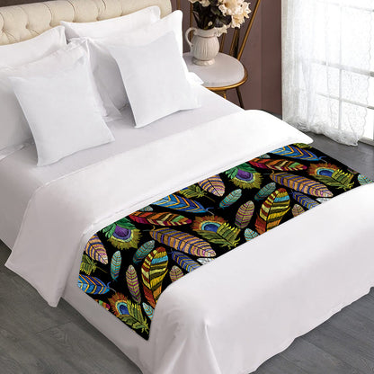 Vintage Feather Pattern Print Bed Runner
