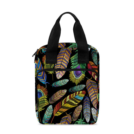 Vintage Feather Pattern Print Bible Tote Bag