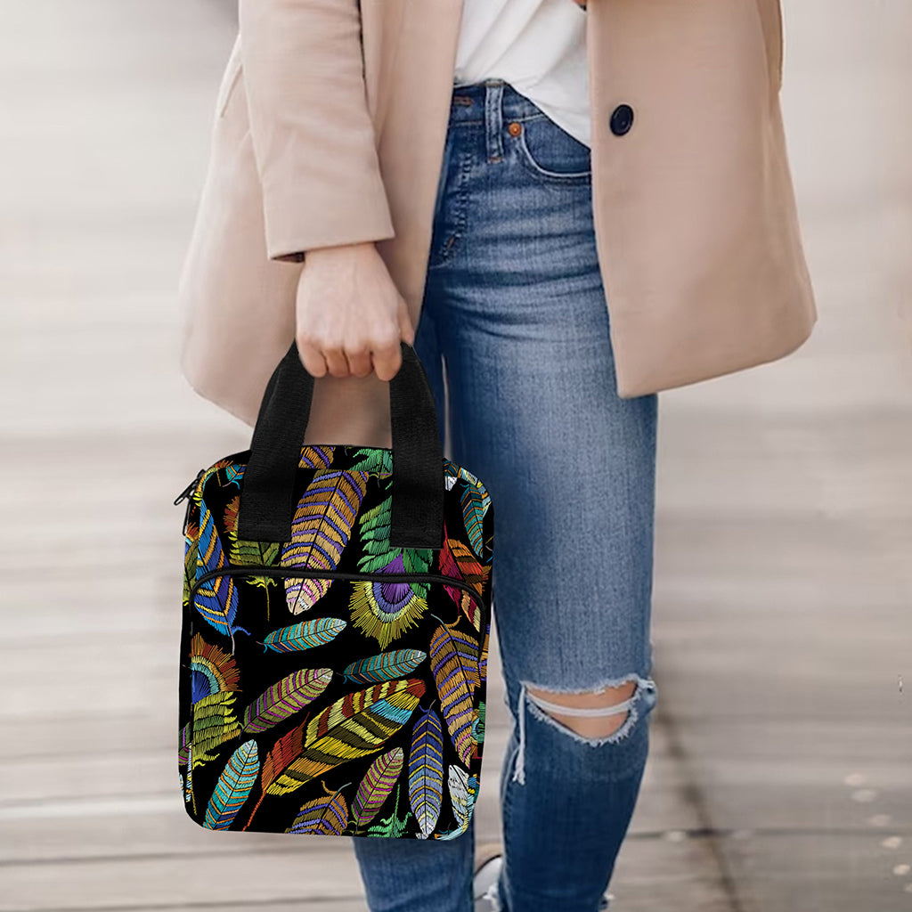 Vintage Feather Pattern Print Bible Tote Bag