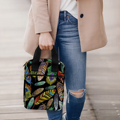 Vintage Feather Pattern Print Bible Tote Bag