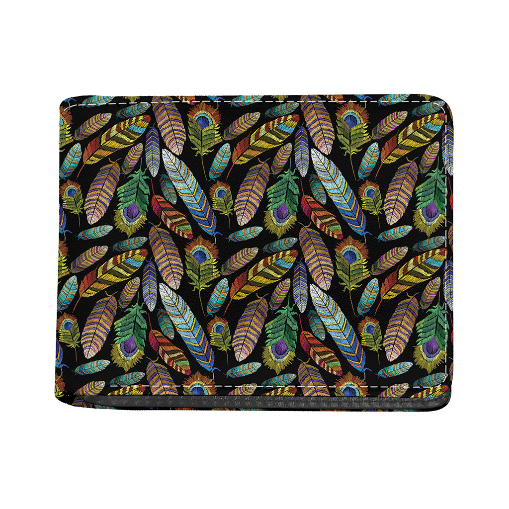 Vintage Feather Pattern Print Bifold Wallet