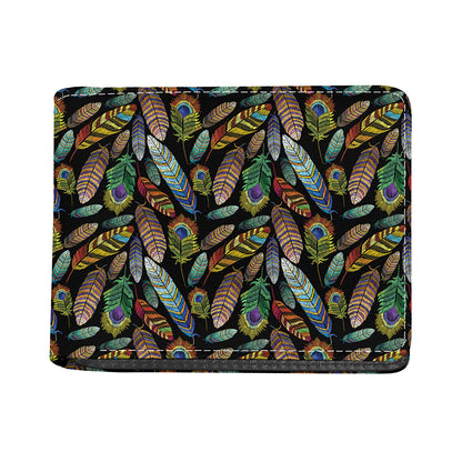 Vintage Feather Pattern Print Bifold Wallet