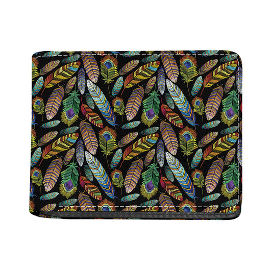 Vintage Feather Pattern Print Bifold Wallet