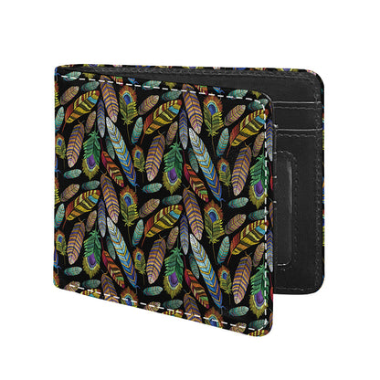 Vintage Feather Pattern Print Bifold Wallet