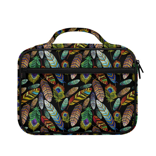Vintage Feather Pattern Print Briefcase Bible Bag