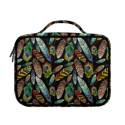 Vintage Feather Pattern Print Briefcase Bible Bag