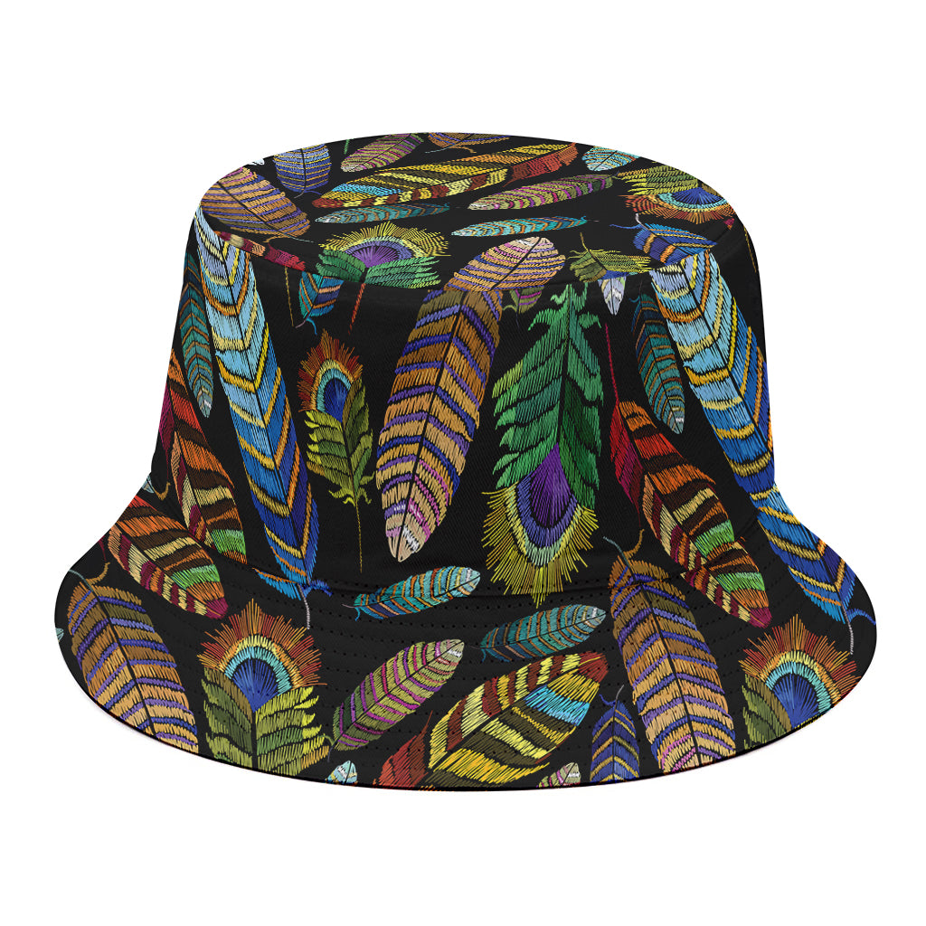 Vintage Feather Pattern Print Bucket Hat