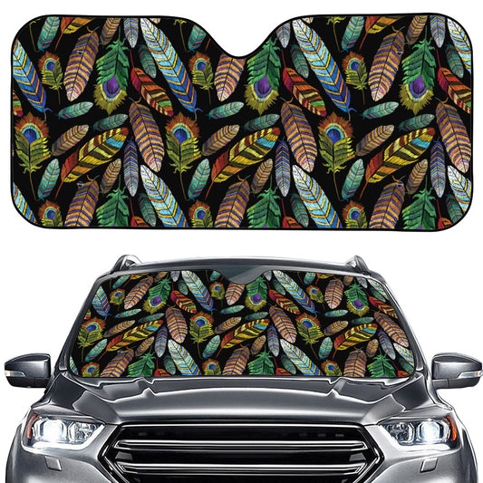 Vintage Feather Pattern Print Car Windshield Sun Shade
