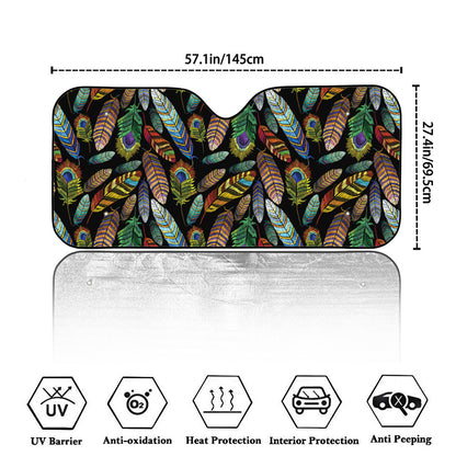 Vintage Feather Pattern Print Car Windshield Sun Shade