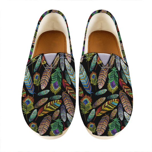 Vintage Feather Pattern Print Casual Shoes