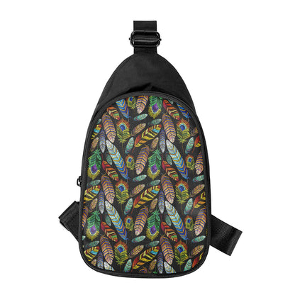 Vintage Feather Pattern Print Chest Bag