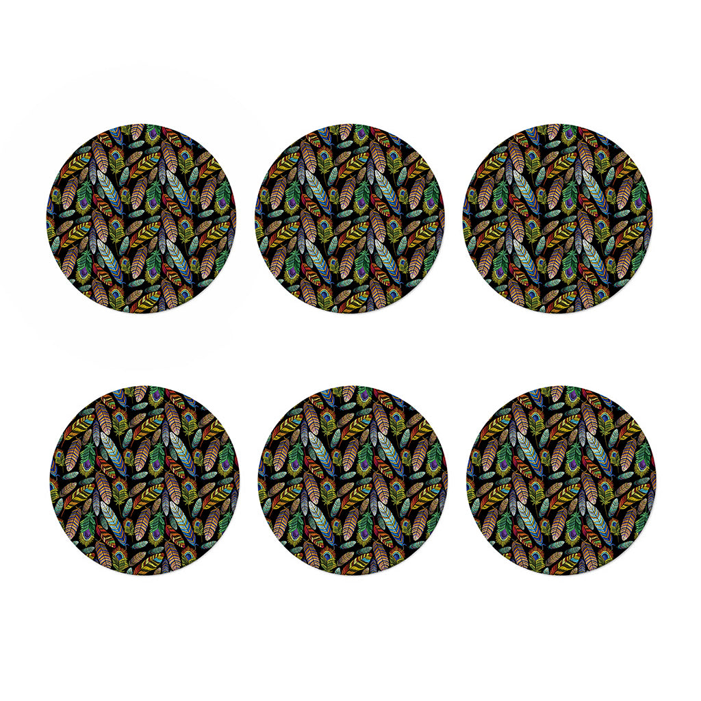 Vintage Feather Pattern Print Coaster Set