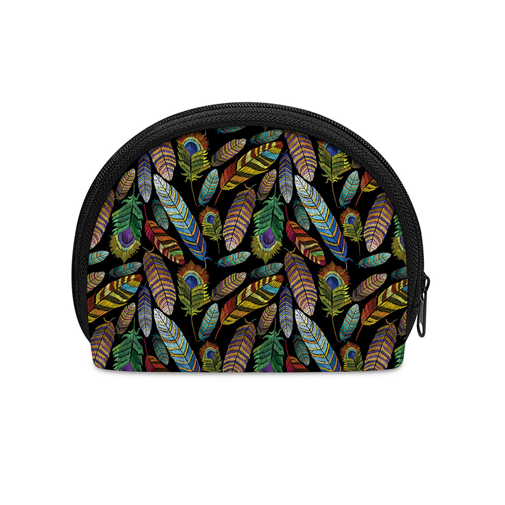 Vintage Feather Pattern Print Coin Purse