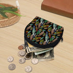 Vintage Feather Pattern Print Coin Purse