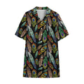 Vintage Feather Pattern Print Cotton Hawaiian Shirt