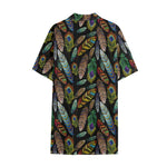Vintage Feather Pattern Print Cotton Hawaiian Shirt
