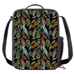Vintage Feather Pattern Print Crossbody Lunch Bag