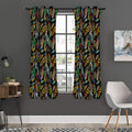 Vintage Feather Pattern Print Grommet Curtain Panels