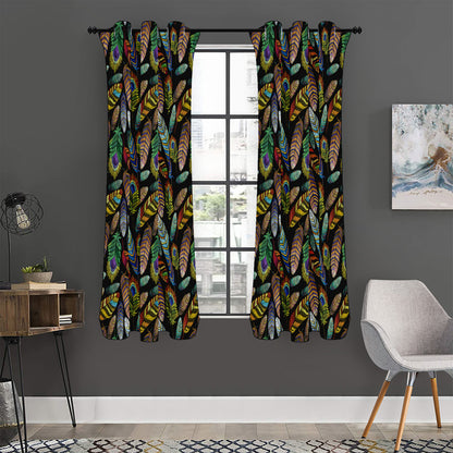 Vintage Feather Pattern Print Curtain